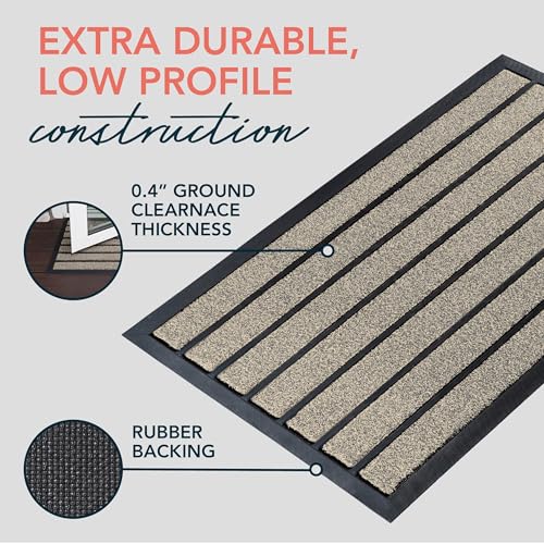 ubdyo Extra Durable Door Mat Outside Entrance (30" x 17", Bright Beige) | Dirt Trapping, Non-Slip Backing, Indoor or Outdoor Use, Welcome Mat, Low Profile, Natural Rubber, Stain Fade Resistant - color: Bright Beige, size: 30" x 17" (Rectangular)