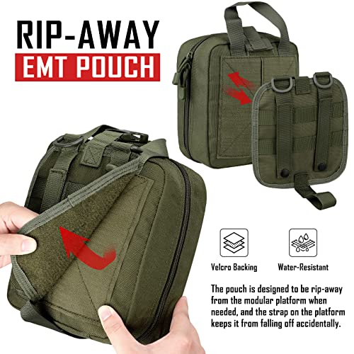 LIVANS 1000D First Aid Bag Empty, Medical Ifak Pouch for Emergency & EMT | Molle Compatible, Rip-Away & Quick-Release Design, Versatile for Tactical, Camping, Hiking and Travel - color: Army Green(7.1"l X 3.5"w X 8"h)