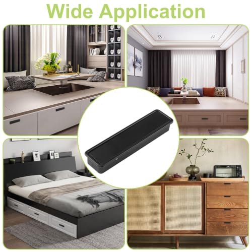 Flush Mount Door Pull 2Pcs Zinc Alloy Recessed Door Handle Hardware Brushed Pocket Hidden Edge Pull for Closet Pocket(Black) - color: Black-2pcs-B (Bottom Mount)