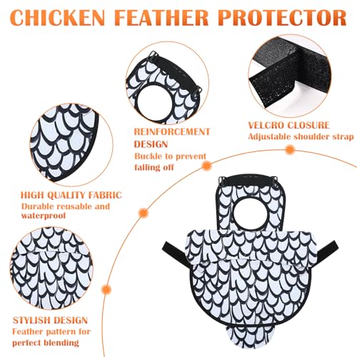 Chicken Saddles for Hens, Chicken Apron Back Protector for Hens with Adjustable Strap, Chickens Hen Mating Saddle with Wing Cover - color: White+Black+Orange