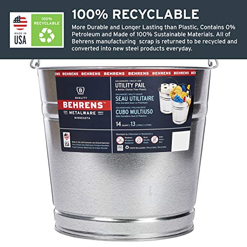 Behrens Galvanized Steel Utility Pail 14-Quart - size: 14-Quart, style: Galvanized