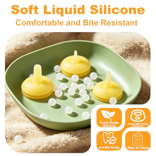 Puppies Nursing Bottle, Kitten Feeding Bottle with Feeding Nipple and Syringe,Ventilation Valve Resistant Tearing for Small Animal, Kittens, Rabbit, Hamster (Yellow) - color: Yellow, size: Model 3