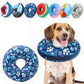 SCENEREAL Dog Cone Alternative After Surgery Donut Collar, Soft Inflatable | Pet Recovery Pillow Collar for Small Medium Large Dogs, Inflatable Neck Cone ECollar to Stop Licking, Blue Bone&Paw Print - color: Blue Footprints, size: M(Neck 13"-16")