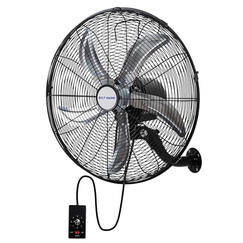 BILT HARD 20" Oscillating Wall Mount Fan, 3-Speed 5900 CFM High Velocity Wall Mounted Fan with Wired Remote, Heavy Duty Industrial Wall Fan for Commercial, Garage and Warehouse - size: 20 in.