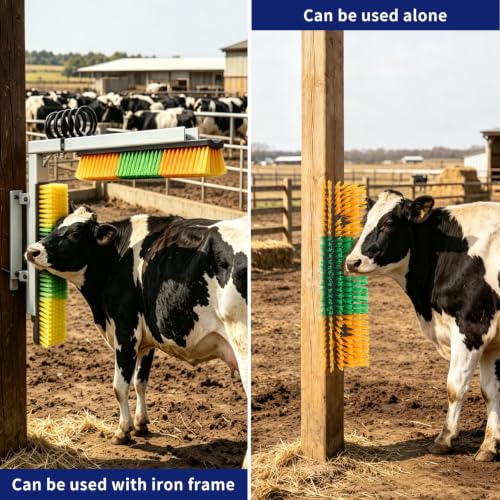 Livestock Scratch Brush Animal Back Scratching Brush for Cow | Livestock Grooming Brush Farm Animal Scratcher Livestock Itch Reliever Farm Mount‑able Brush Animal Self‑Groomer - color: Yellow-Green, size: 4pcs