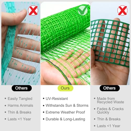 RIFNY Deer Fence, Temporary Fence for Garden Outdoor Yard, 2.6 x 50 FT | Plastic Mesh Fencing to Protect Plants Fruit from Deer Dogs Chicken Animal, UV Resistant, Weatherproof, Reusable, Green - size: 2.6 x 50 FT
