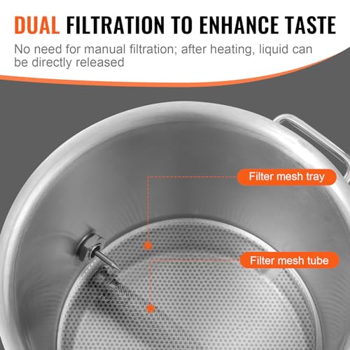 VEVOR Brew Kettle 5 Gal, Brewing Pot Stainless Steel, Brew Kettle Pot for Beer Brewing with Filter&Filter Tray, Tri Ply Bottom - size: 20 Quarts