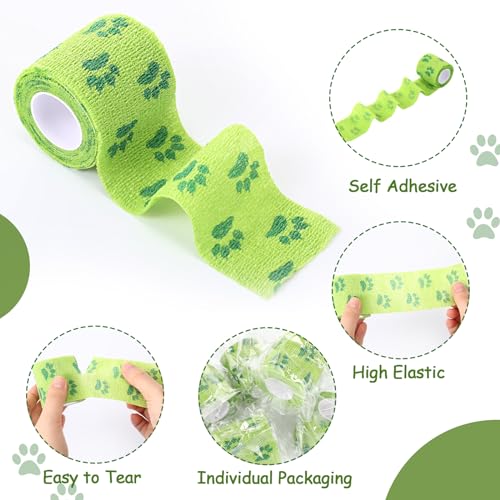 Threlaco 3 Rolls No Chew Bandage for Dogs Bitter Bandage Wrap for Dogs Wound Wrap (3 Inches X 5 yd,Green) - size: 3 Inch X 5 yd