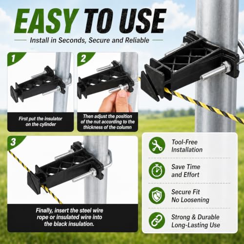 Tondiamo 48 Pcs Tube Post Insulator, Electric Chain Link Fence T Post Extender Insulators for Square Round Pipe Tubing Wire Vinyl Picket Fence (Black) | Extender Insulators for Square Round Pipe Tubing Wire Vinyl Picket Fence - style: Black