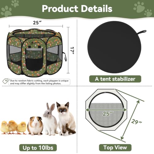 Siedihit Dog Cat Playpen, Puppy Pet Playpen Indoor for Small Dog | Crate Tent Cage Outdoor, Portable Pop Up Dogs Enclosure Kennel with Carrying Case for Dogs/Cats/Rabbits (Cottagecore, Small) - color: Cottagecore