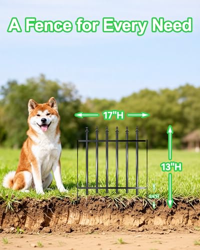 5-Panel Heavy-Duty Small Pet Fence, 13in H x 7ft L, Thickened Hollow Iron Tubes, No-Dig Portable Barrier for Rabbits, Gardens - size: 5 Pack - 13in(H) x 7.08Ft(L)
