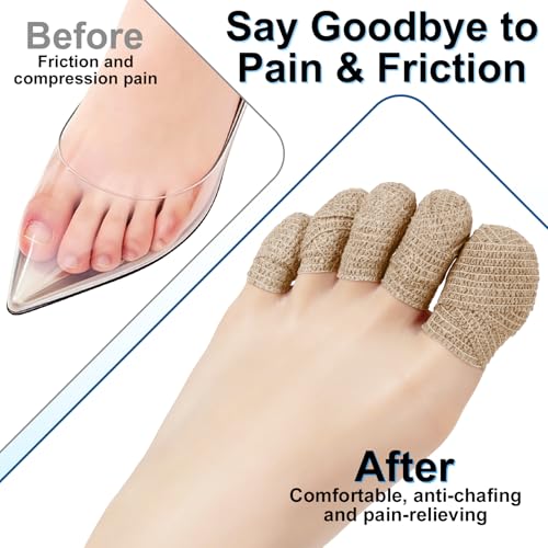10 Rolls Self-Adhesive Bandages Wraps, Toe Caps & Toe Covers Bandages Set for Sports, Wrist, Ankle, Toes Fingers Protector (Beige) - color: Beige