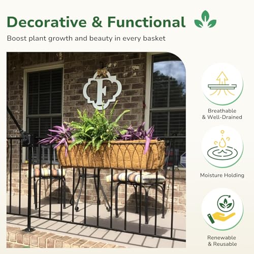 GreatBuddy 2 Pcs Coco Liners for Planters 30 Inch, Sturdy Window Box Liners, Perfect Planter Liners Replacement for The Old, 100% Natural, Easy to Straighten Out - size: 30 inch