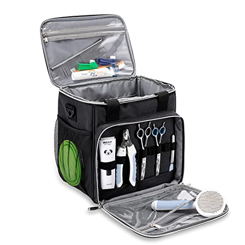 Pet Grooming Bag, Dog Grooming Supplies Organizer Tote Bag, Perfect for Pet Grooming Tool Kit Accessories-Black - color: Black