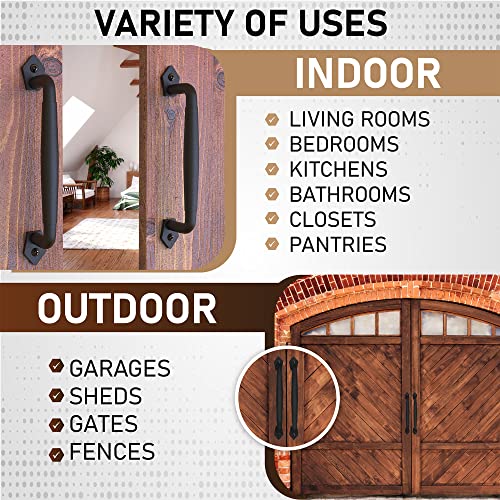 2-Pack 10 Inch Diamond Tapered Barn Door Handle - Black Cast Iron Pull for Sliding Doors, Gates, Sheds, Fences, Closets - Indoor Outdoor Farmhouse Hardware - size: 10" - 2 Pack, style: Diamond Tapered