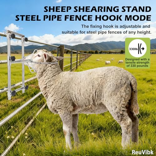 Sturdy Goat Sheep Stand, Livestock Trimming Goat Stand Adjustable Height 304 Stainless Steel Shearing Stand Portable Sheep Head Fixture, for Goat/Sheep Milking, Shearing & Trimming Stands