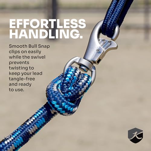 Clinician Braided Training Lead, Bull Snap, 15 ft, Black with Gold | Heavy duty braided lead with swivel bull snap, balanced weight gives clear feel for groundwork and lunging