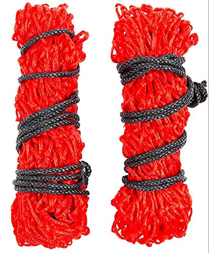 Majestic Ally 2 pcs Slow Feed 42” Hay Net for Horses, Strong Small 2x2” Holes, Nylon Rope Hanging, Adjustable Travel Feeder for Trailer and Stall, Simulates Grazing, Reduce Waste - color: RED
