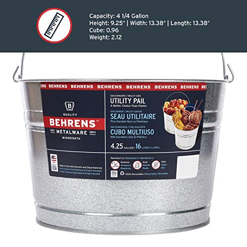Behrens C17GS 4-1/4-Gallon Galvanized Steel Pail - size: 17 quarts, style: Galvanized