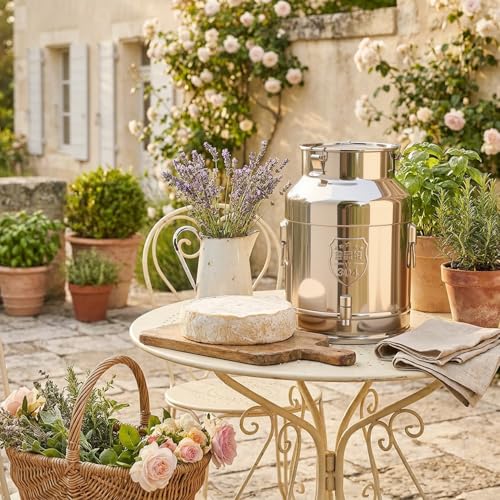 7.4 Gallon Milk Can with Spout, 28L Milk Container Stainless Steel Bucket with Locking Sealed Lid, Airtight Food Storage Container for Home, Farm, Commercial Kitchen (7.4 Gallon/28L) - size: 7.4 Gallon/28L