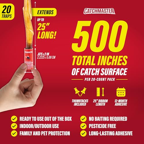 Catchmaster Fly Trap Bundle, Fly Ribbon 20-Pack & Outdoor Fly Jar, for Garage, Backyard, Pool, Patio & Camping