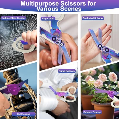 6-in-1 Heavy-Duty Emergency trauma shears (Purple) - color: Purple