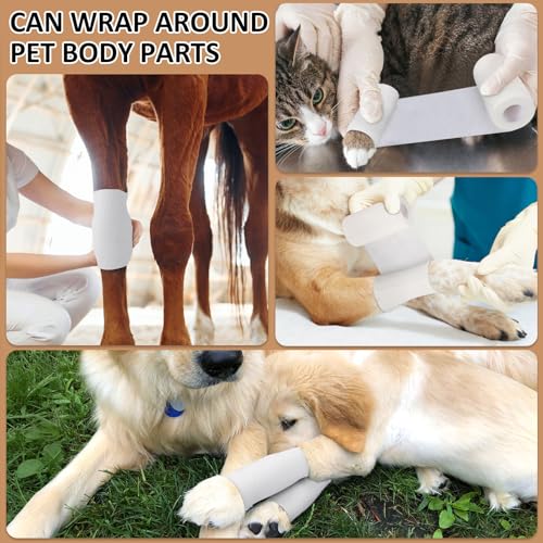 TOBWOLF 12PCS Self Adhering Bandage, 4" x 5yd Cohesive Elastic Bandage Wrap | Breathable & Non-Woven Fabric, Elastic Bandage Tape, Protective Vet Wrap for Outdoor Hunting Rifle Knife Handles - size: 4" x 5yd