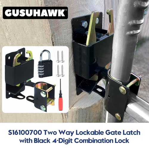 Mini Farm Gate Latch for Metal Gates with 1-1/4" to 1-1/2" Tubes | 3"x5" Two Way Lockable Gate Latch with Combination Lock, Used as Livestock Horse Cattle Gate Latch for Metal Tube Gates - color: 1x S16100700(Small Size Version 3"x 5")