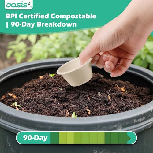 [𝟐𝐨𝐳, 𝟓𝟎𝟎-𝐏𝐚𝐜𝐤] Compostable Souffle Cups, Biodegradable Paper Portion Cups Made from Bagasse, Leak-Proof & Sturdy for Dips, Dressings, Samples (Natural) - color: Natural