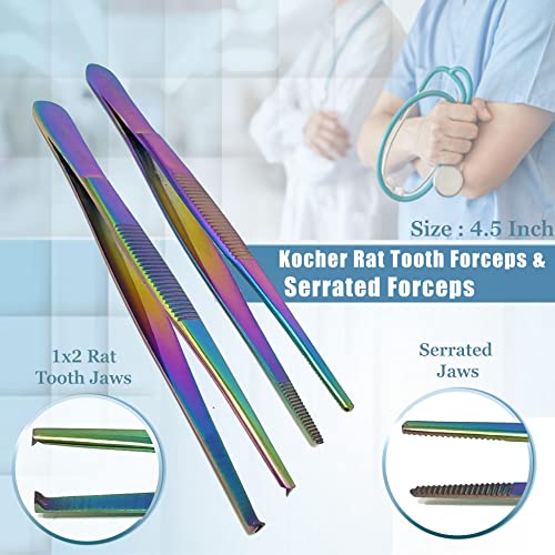 23PCS Advanced Dissection Kit Multi Color Rainbow Biology & Anatomy Science Students Stainless Steel Tools-Free Case Scalpel Knife Handle Blades Veterinary Botany Lab Animals Frogs Worms-By A2ZScilab