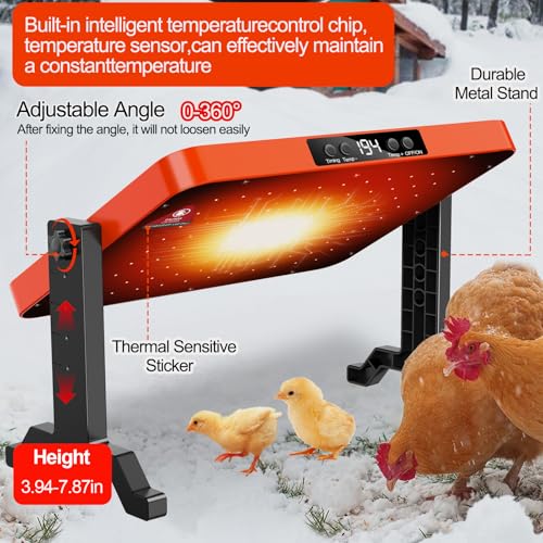 LQTTEK Chicken Brooder Heater,200 Watts Smart Chicken Coop Heater with Overheating Protection,Poultry Brooder for 24 Chicks with Timer & Temp Controllers,Large Egg Incubator with Heater,UL-Compliant
