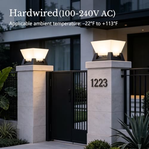 11.02" Outdoor Post Lights Hard Wired, IP54 Waterproof Pillar Lights | 3000K LED Post Light, IP54 Pillar Lights Outdoor Hard Wired, Outdoor Column Lights for Yard, Porch, Pathway, Patio, Driveway