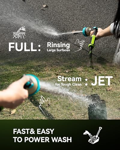 RAINPOINT Hose Sprayer Nozzle Heavy Duty - 8 Spray Patterns Garden Hose Nozzle with Adjustable Flow Control for Watering Plants, Washing Cars,Washing Pets, Thumb Control (Blue) - color: Blue
