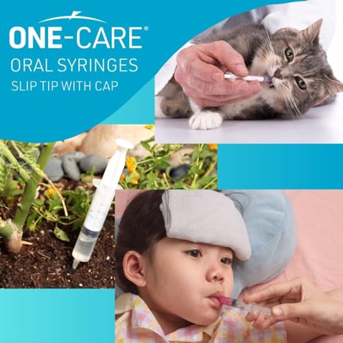 ONE-CARE 1ml Oral Syringe with Cap - Sterile, Individually Wrapped - 100 Dispensers, Slip Tip, Uses include oral administration of medicine for infants, adults and animals (Pack of 2) - size: 1ml (Pack of 2)