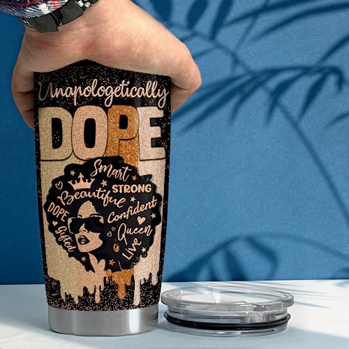 SANDJEST Inspirational Gifts for Women Black Woman Inspiration Tumbler 20oz Stainless Steel Insulated Coffee Travel Mug Cup Motivational Gift for Women Birthday Christmas - color: Black Woman