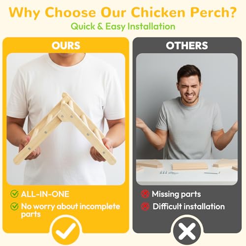 Chick Perch Foldable, Chick Toys Stable & No Assemble | Baby Chick Toys for Stand Training, 12.44" ×11.02" ×7.44" Chick Roosting Perch for Chicks Brooder | Coop (L) - size: 12.44" ×11.02" ×7.44"