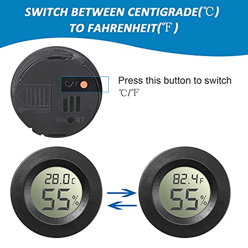 Weewooday 8 Pcs Mini Hygrometer Thermometer Digital LCD, Black,White | Monitor Indoor Outdoor Room, Humidity Meter Temperature Gauge for Greenhouse Garden Reptile Incubator Cellar,℉ or ℃ - size: Black, White