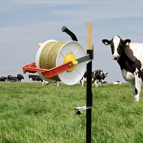 3:1 Geared Electric Fencing Reel, Electric Fence Wire Reel, with Auxiliary Winding Handle, Suitable for Building Farm Fences - size: 0 ft x 1 standard reel x 1 guide