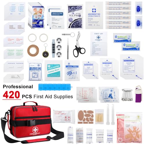 Poygik Premium 420-Piece Large First Aid Kit for Home, Car, Camping | Well-Organized, Portable Emergency Medical Kits for Travel, Truck, Hiking, Sports, Office, Businesses & Outdoor Emergencies