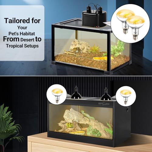 REPTI ZOO 2PACK Reptile Heat Lamp Bulb, 100W Full Spectrum UVA UVB Sun Lamp, Self-Ballasted Vapor Basking Lamp for Bearded Dragon Gecko Lizard Snake Chameleons Turtle Chicken