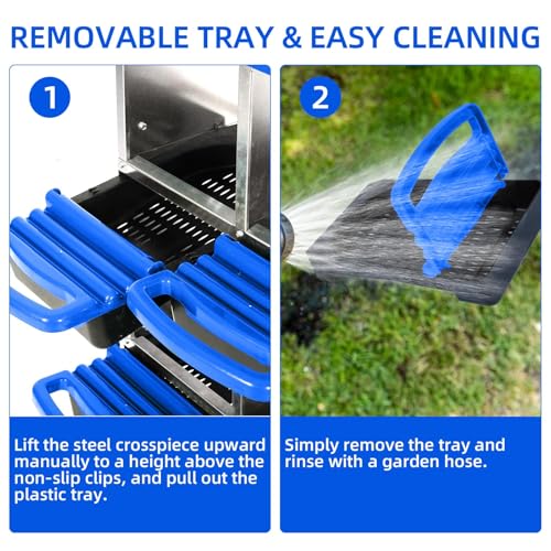 Chicken Nesting Boxes, 8 Hole Metal Chicken Laying Box with with Removable Trays and Roll Out Egg Collection for Chicken Coop, Blue - color: Blue, size: 46.3"L x 17.3"W x 10.8"H