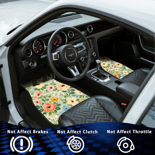 Flower Car Floor Mats Spring Floral Wildflower Garden Leave Carpet Front Rear Carpets Mat Decorative Car Floor Carpets Non-Slip Auto Car Accessories Universal Fit for Car SUV Truck Van - color: Spring Floral
