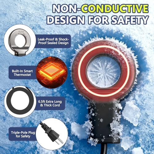 Lilyang Heated Chicken Waterer 3 Gallon, 250W Thermostat Control | Submersible Heat Plate, Chicken Water Heater With Nipples, Freeze-Proof Poultry Drinker for Winter, No-Tools Assembly