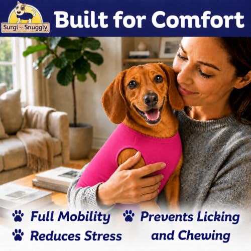 Surgi Snuggly Dog Surgery Recovery Suit, Cone Alternative, Spay/Neuter S | Dog Recovery Suit for Dogs — Veterinarian-Invented Surgical Suit & Recovery Onesie with Easy Bathroom Access After Surgery - color: Princess Pink, size: Small (L-10"-13" | G-14"-19