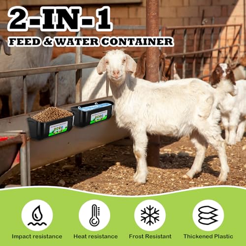 5 Pack Chicken Feeder, Duck Feeder Supplies, Hanging Fence Feed Trough with Clips for Goat, Sheeple, Piglet, Gooses, Turkeys, Dog Livestock Poultry, 8 Quarts in Total, Feed Scoop Included, Black - color: Black 5pcs