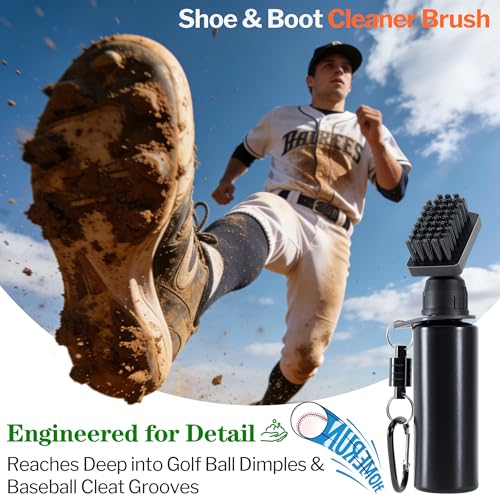 Belongtous Shoe & Boot Cleaner Brush, Portable Magnetic Water Spray Cleat Cleaning Brush, Stiff Nylon Bristles Detachable Kit for Soccer Cleats, Golf Shoes, Baseball Cleats & Hiking Boots