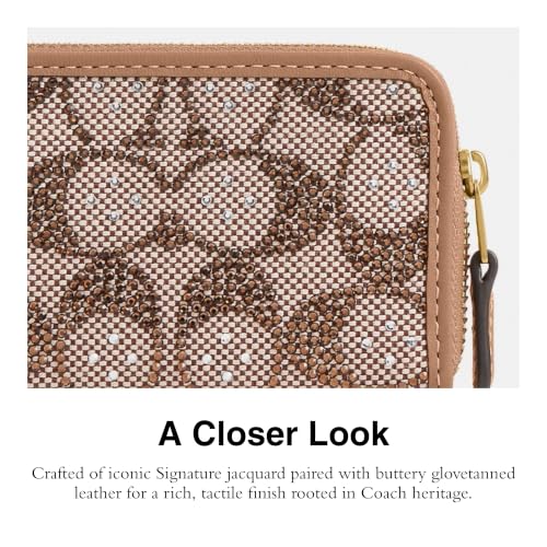 Coach Women's Crystal Signature Jacquard Essential Small Card Case, Mushroom, One Size - color: Mushroom, size: One Size