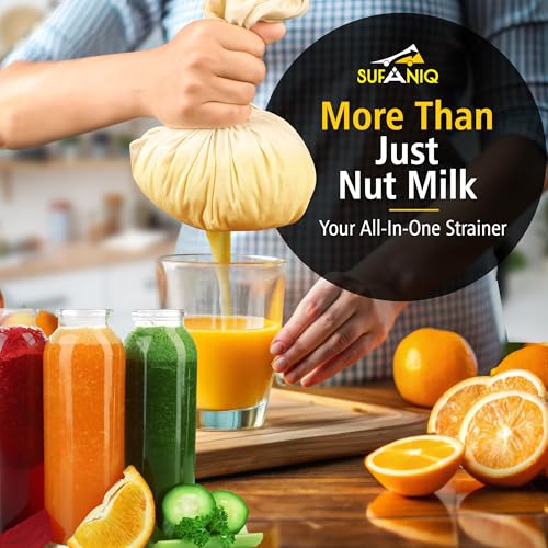 Nut Milk Bag - 2 Bags (12 x 12 Inch) 100% Unbleached Cotton Cheese Cloth Bag for Straining, Premium Nut Milk Bag Reusable, Nut Bag Strainer for Almond, Soy, Oat Milk, Juices, Cheese Making - size: 12x12 / 2 pieces