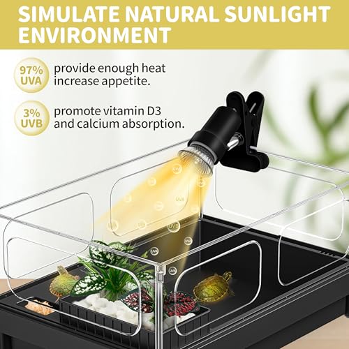 GOZILLA Reptile Heat Lamp, Turtle Lamp with 360°Rotatable Timing & Dimming Cycle Timer, 25W+50W UVA/UVB Reptile Light Bulbs for Reptile and Amphibian Tanks, Terrariums and Cages.(Black) - color: Timer Dimmer-Black
