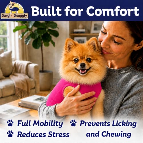 Surgi Snuggly Dog Surgery Recovery Suit, Cone Alternative, Spay/Neuter ML | Dog Recovery Suit for Dogs — Veterinarian-Invented Surgical Suit & Recovery Onesie with Easy Bathroom Access After Surgery - color: Princess Pink, size: Medium Long (L-16"-19" | G
